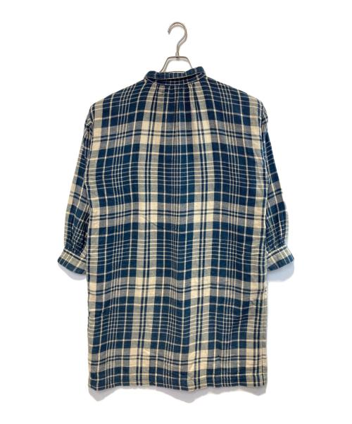 45R（フォーティファイブ・アール）45R (フォーティファイブ・アール) チェックネルシャツワンピース ネイビー×ベージュの古着・服飾アイテム