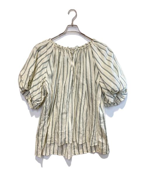 Uhr（ウーア）Uhr (ウーア) Striped Volume Sleeve Blouse アイボリー サイズ:Freeの古着・服飾アイテム