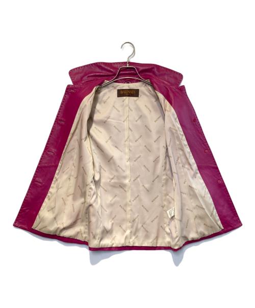 BALMAIN（バルマン）BALMAIN (バルマン) ラムレザージャケット ピンク サイズ:5の古着・服飾アイテム