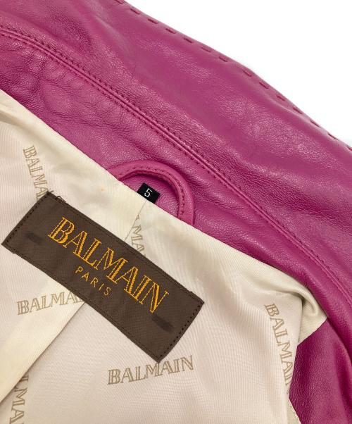BALMAIN（バルマン）BALMAIN (バルマン) ラムレザージャケット ピンク サイズ:5の古着・服飾アイテム