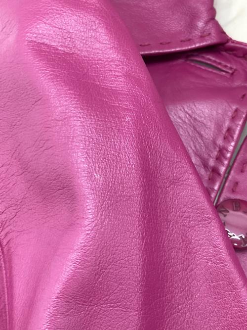 BALMAIN（バルマン）BALMAIN (バルマン) ラムレザージャケット ピンク サイズ:5の古着・服飾アイテム