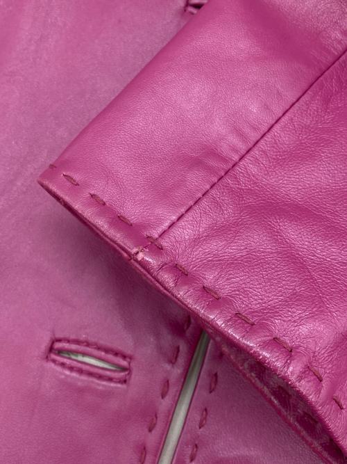 BALMAIN（バルマン）BALMAIN (バルマン) ラムレザージャケット ピンク サイズ:5の古着・服飾アイテム