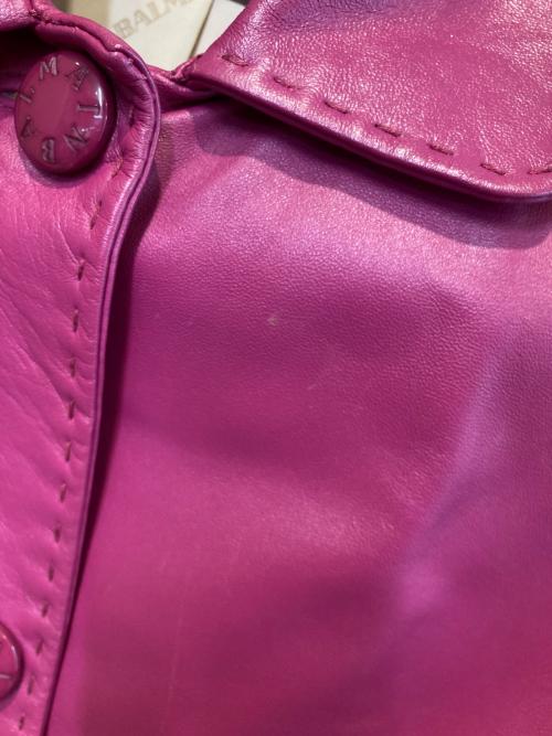 BALMAIN（バルマン）BALMAIN (バルマン) ラムレザージャケット ピンク サイズ:5の古着・服飾アイテム