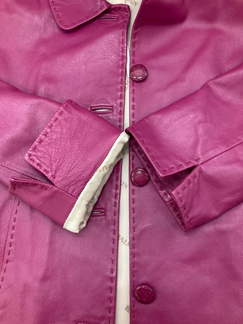 BALMAIN（バルマン）BALMAIN (バルマン) ラムレザージャケット ピンク サイズ:5の古着・服飾アイテム