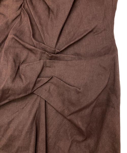 ETRE TOKYO（エトレトウキョウ）ETRE TOKYO (エトレトウキョウ) リネンブレンドギャザーワンピース ブラウン サイズ:Sの古着・服飾アイテム