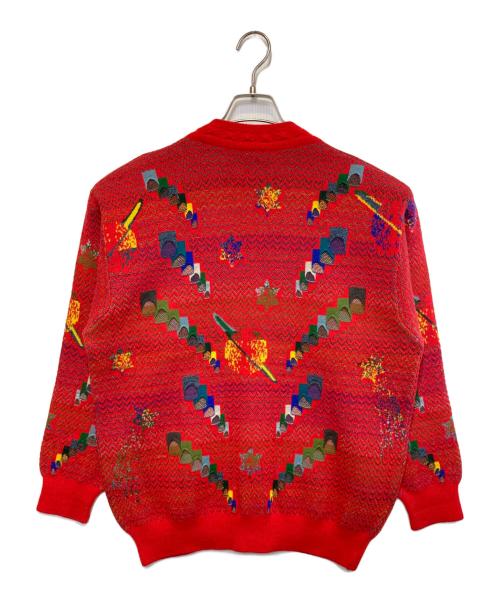 GECCU（ゲック）GECCU (ゲック) ［古着］3Dニットカーディガン レッド サイズ:Mの古着・服飾アイテム