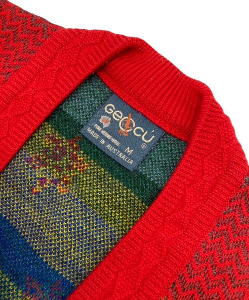 GECCU（ゲック）GECCU (ゲック) ［古着］3Dニットカーディガン レッド サイズ:Mの古着・服飾アイテム