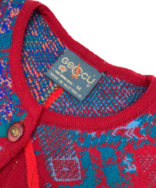 GECCU（ゲック）GECCU (ゲック) ［古着］3Dニットカーディガン レッド サイズ:Mの古着・服飾アイテム