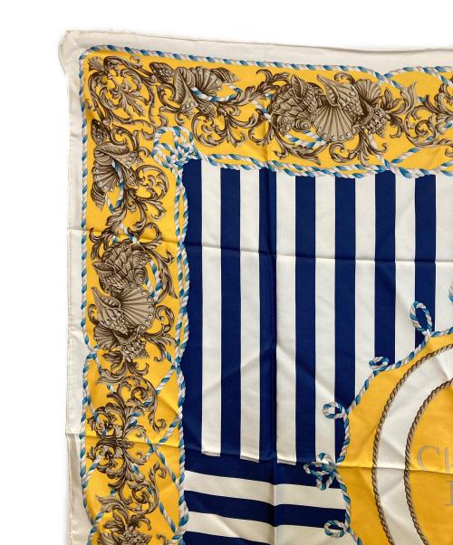 Christian Dior（クリスチャン ディオール）Christian Dior (クリスチャン ディオール) シルクスカーフ ネイビー×イエローの古着・服飾アイテム