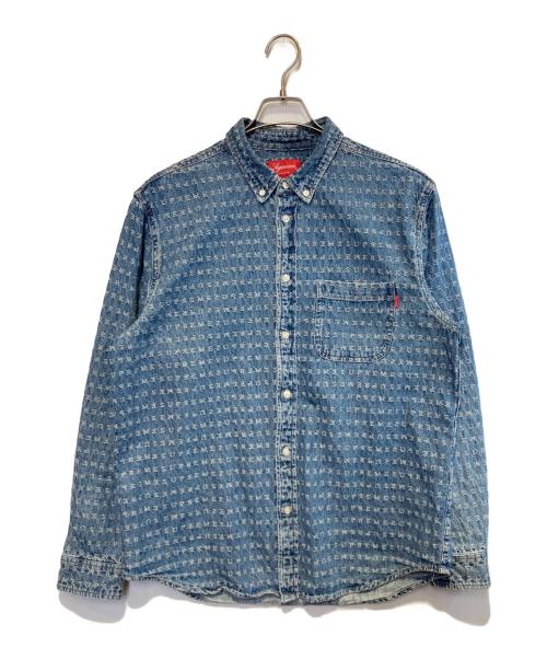 SUPREME（シュプリーム）SUPREME (シュプリーム) JACQUARD LOGOS DENIM SHIRT インディゴ サイズ:Mの古着・服飾アイテム