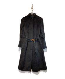 GUCCI（グッチ）の古着「アルパカ混ノーカラーシャギーコート」｜ブラック