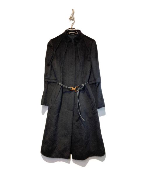 GUCCI（グッチ）GUCCI (グッチ) アルパカ混ノーカラーシャギーコート ブラック サイズ:Mの古着・服飾アイテム