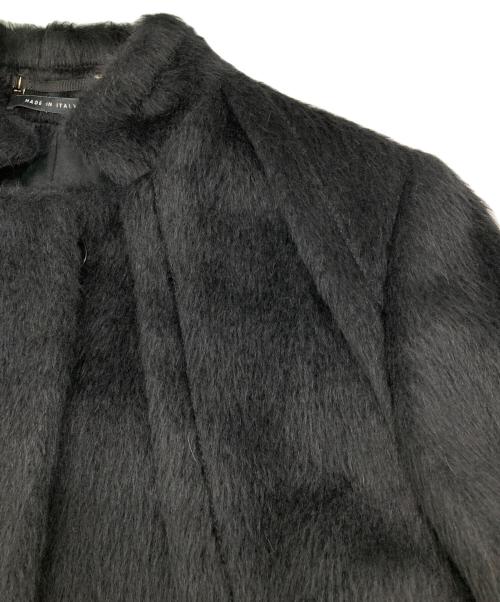 GUCCI（グッチ）GUCCI (グッチ) アルパカ混ノーカラーシャギーコート ブラック サイズ:Mの古着・服飾アイテム