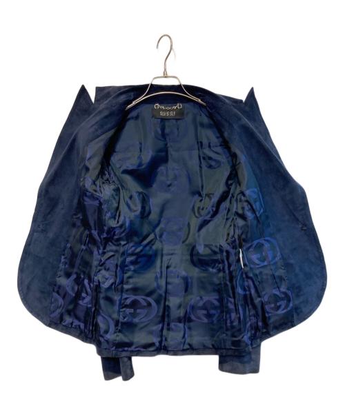 GUCCI（グッチ）GUCCI (グッチ) スウェードテーラードジャケット ネイビー サイズ:Mの古着・服飾アイテム
