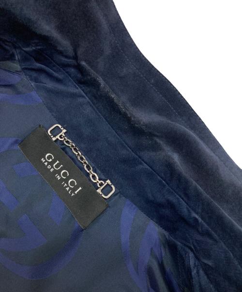 GUCCI（グッチ）GUCCI (グッチ) スウェードテーラードジャケット ネイビー サイズ:Mの古着・服飾アイテム
