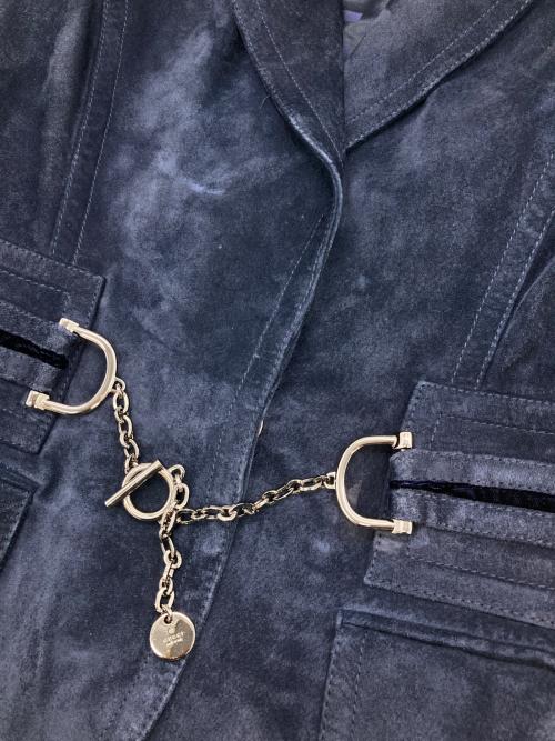 GUCCI（グッチ）GUCCI (グッチ) スウェードテーラードジャケット ネイビー サイズ:Mの古着・服飾アイテム