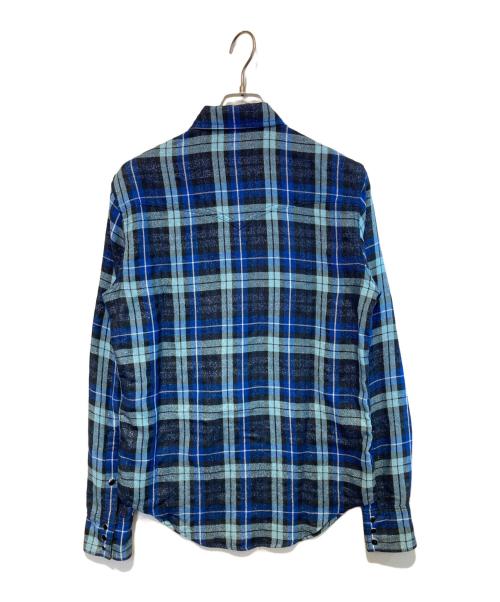Saint Laurent Paris（サンローランパリ）Saint Laurent Paris (サンローランパリ) メタリック ルレックス チェック フランネルシャツ ブルー×ブラック サイズ:Mの古着・服飾アイテム