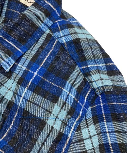 Saint Laurent Paris（サンローランパリ）Saint Laurent Paris (サンローランパリ) メタリック ルレックス チェック フランネルシャツ ブルー×ブラック サイズ:Mの古着・服飾アイテム