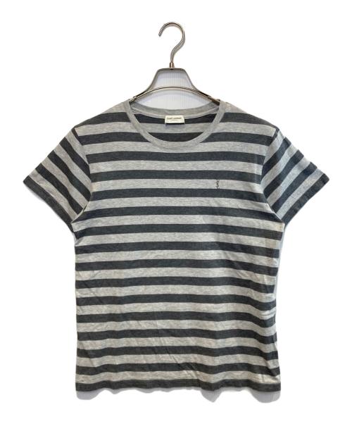 Saint Laurent Paris（サンローランパリ）Saint Laurent Paris (サンローランパリ) ボーダーTシャツ グレー サイズ:Sの古着・服飾アイテム