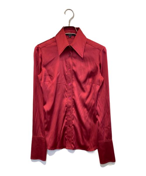 GUCCI（グッチ）GUCCI (グッチ) シルクブレンドサテンドレスカラーシャツ レッド サイズ:Mの古着・服飾アイテム