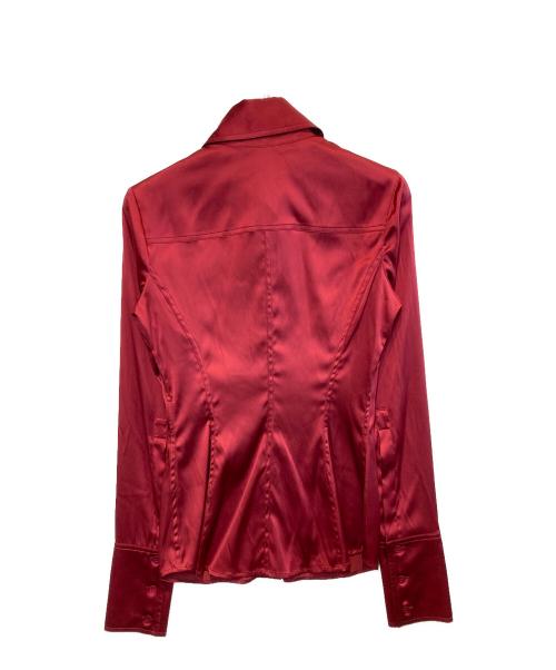 GUCCI（グッチ）GUCCI (グッチ) シルクブレンドサテンドレスカラーシャツ レッド サイズ:Mの古着・服飾アイテム