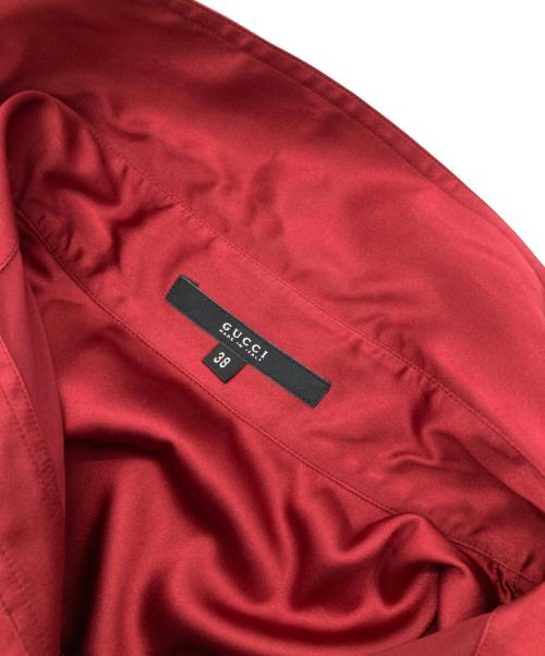 GUCCI（グッチ）GUCCI (グッチ) シルクブレンドサテンドレスカラーシャツ レッド サイズ:Mの古着・服飾アイテム