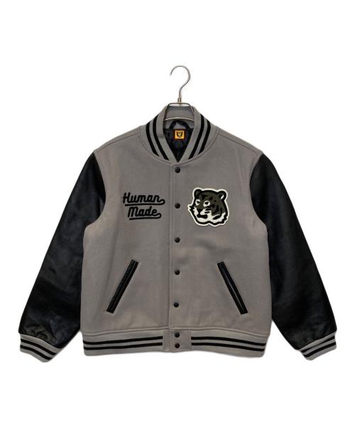 HUMAN MADE（ヒューマンメイド）HUMAN MADE (ヒューマンメイド) Tiger Varsity Jacket グレー×ブラック サイズ:Ｌの古着・服飾アイテム