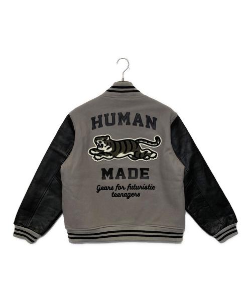 HUMAN MADE（ヒューマンメイド）HUMAN MADE (ヒューマンメイド) Tiger Varsity Jacket グレー×ブラック サイズ:Ｌの古着・服飾アイテム