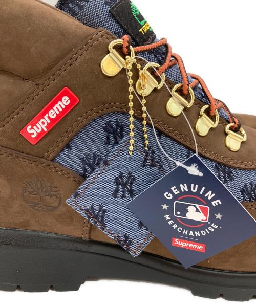 Timberland（ティンバーランド）Timberland (ティンバーランド) SUPREME (シュプリーム) New York Yankees Field Boot ブラウン×ネイビー サイズ:US9.5 未使用品の古着・服飾アイテム