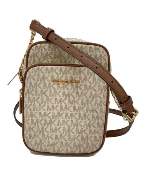 MICHAEL KORS（マイケル・コース）MICHAEL KORS (マイケル・コース) JET SET TRAVEL NS チェーン クロスボディ ミディアム ホワイト×ブラウンの古着・服飾アイテム