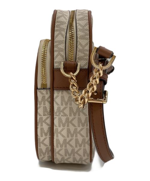 MICHAEL KORS（マイケル・コース）MICHAEL KORS (マイケル・コース) JET SET TRAVEL NS チェーン クロスボディ ミディアム ホワイト×ブラウンの古着・服飾アイテム