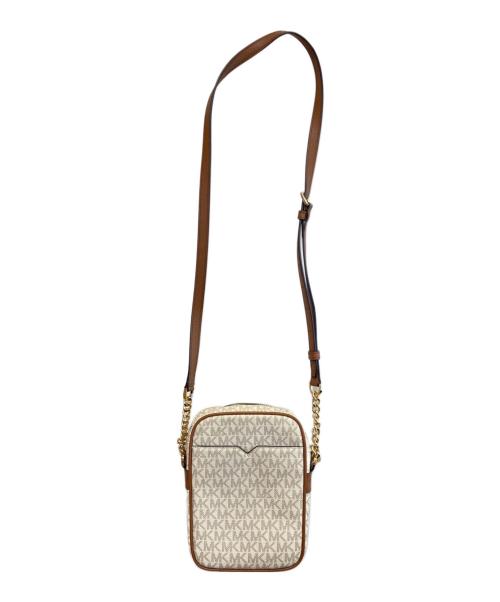 MICHAEL KORS（マイケル・コース）MICHAEL KORS (マイケル・コース) JET SET TRAVEL NS チェーン クロスボディ ミディアム ホワイト×ブラウンの古着・服飾アイテム