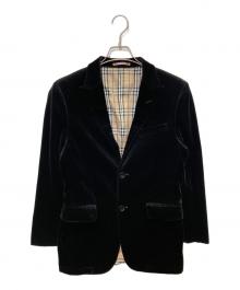 BURBERRY BLACK LABEL（バーバリーブラックレーベル）の古着「ベルベットシングルブレストジャケット」｜ブラック