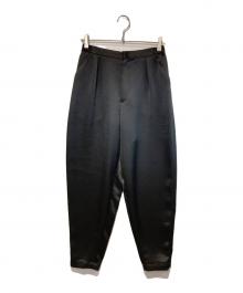 Curensology（カレンソロジー）の古着「Curensology ダブルサテンタックパンツ」｜ブラック