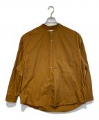 Graphpaperグラフペーパー）の古着「BROAD OVERSIZED L S BAND COLLAR SHIRT」｜ブラウン