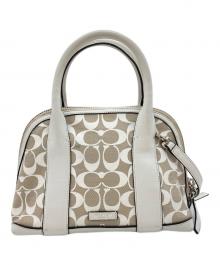 COACH（コーチ）の古着「シグネチャーミニプレストン サッチェル」｜ホワイト