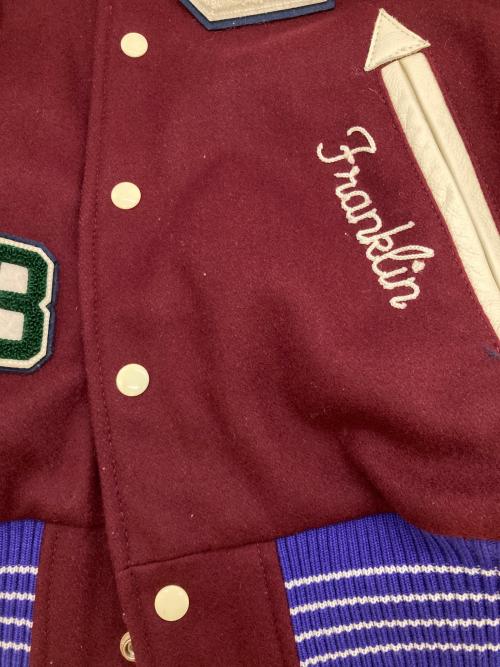 Franklin & Marshall（フランクリン＆マーシャル）Franklin & Marshall (フランクリン＆マーシャル) フルデコスタジアムジャケット レッド×ベージュ サイズ:Mの古着・服飾アイテム