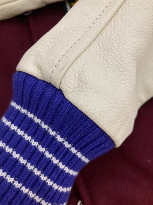 Franklin & Marshall（フランクリン＆マーシャル）Franklin & Marshall (フランクリン＆マーシャル) フルデコスタジアムジャケット レッド×ベージュ サイズ:Mの古着・服飾アイテム