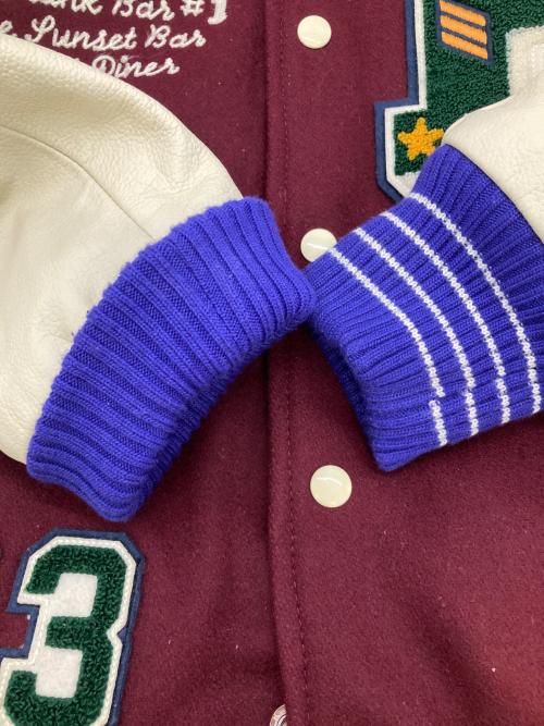 Franklin & Marshall（フランクリン＆マーシャル）Franklin & Marshall (フランクリン＆マーシャル) フルデコスタジアムジャケット レッド×ベージュ サイズ:Mの古着・服飾アイテム