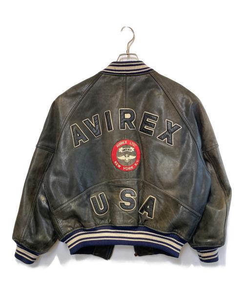 AVIREX（アヴィレックス）AVIREX (アヴィレックス) ［古着］レザーバーシティジャケット ブラック サイズ:Sの古着・服飾アイテム