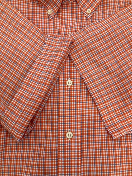 RALPH LAUREN（ラルフローレン）RALPH LAUREN (ラルフローレン) 半袖チェックシャツ オレンジ×ブルー サイズ:LLの古着・服飾アイテム