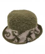 stussyステューシー）の古着「WAVES KNIT BUCKET HAT」｜オリーブ