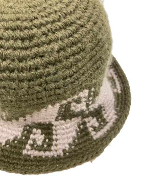 stussy（ステューシー）stussy (ステューシー) WAVES KNIT BUCKET HAT オリーブの古着・服飾アイテム