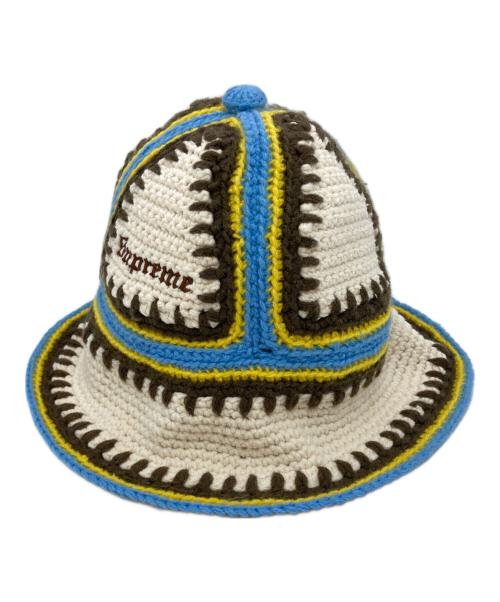 SUPREME（シュプリーム）SUPREME (シュプリーム) CROCHET EDGE HAT ホワイト×ブルーの古着・服飾アイテム