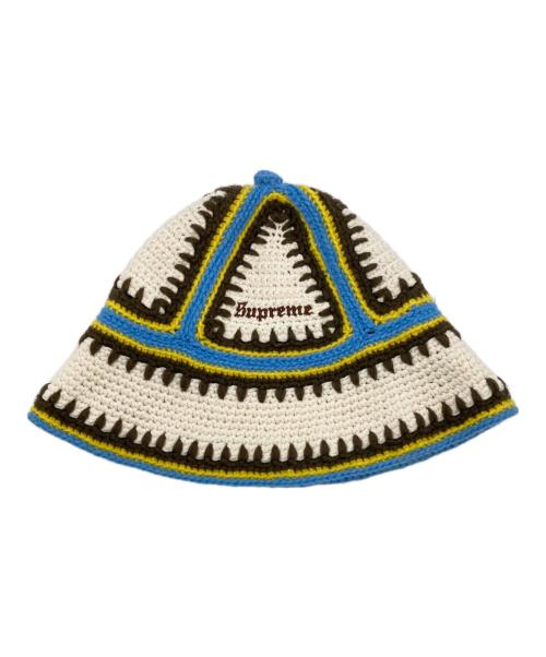 SUPREME（シュプリーム）SUPREME (シュプリーム) CROCHET EDGE HAT ホワイト×ブルーの古着・服飾アイテム