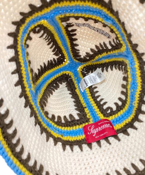 SUPREME（シュプリーム）SUPREME (シュプリーム) CROCHET EDGE HAT ホワイト×ブルーの古着・服飾アイテム