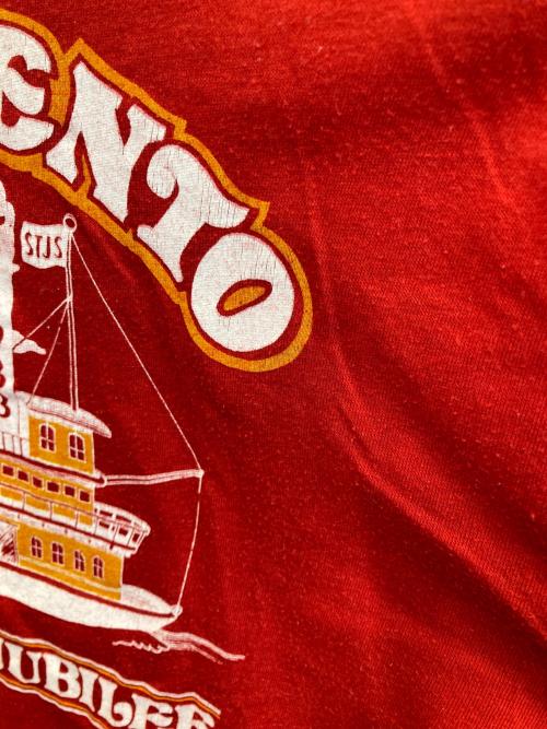 SPONT-T by sted man（ステッドマン）SPONT-T by sted man (ステッドマン) ［古着］プリントTシャツ レッド サイズ:Lの古着・服飾アイテム