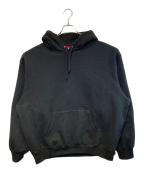 SUPREMEシュプリーム）の古着「SATIN APPLIQUE HOODED SWEATSHIRT」｜ブラック