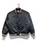 SUPREME×MITCHELL & NESSシュプリーム×ミッチェルアンドネス）の古着「Satin Varsity Jacket」｜ブラック