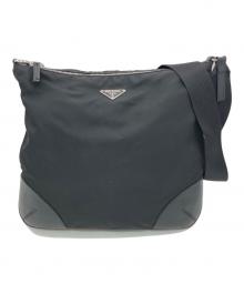 PRADA（プラダ）の古着「プレートロゴナイロンショルダーバッグ」｜ブラック